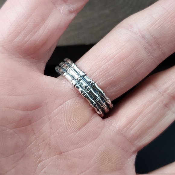 Size 10 Sterling Silver Cool Triple Layered Ring - Picture 2 of 6